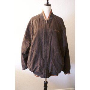Men's Sean John Faux Suede Bomber Jacket Long Sleeve Size XL‎